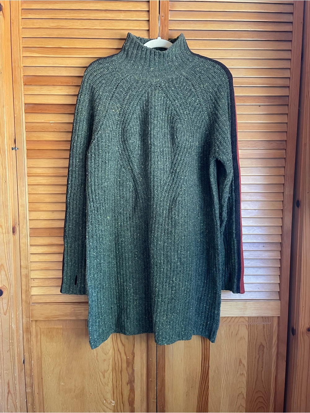 Krimson Klover Green Turtleneck Wool Sweater Dress with Rust Stripe. Women’s XL - Picture 3 of 9
